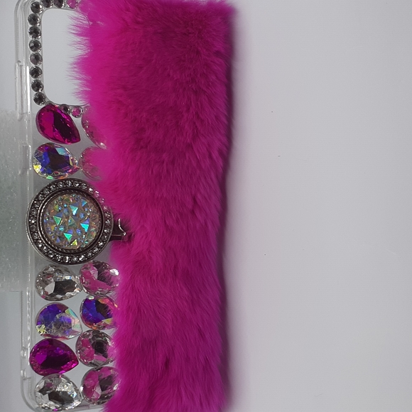 Luxury Rhinestones, Fur Phone Case - Picture 3 of 5
